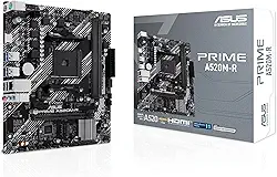 ASUS Placa-mãe Prime A520M-R AMD Ryzen AM4 mATX com suporte M.2, Realtek 1Gb Ethernet, HDMI, SATA 6Gbps, suporte USB 5Gbps traseiro e frontal, preto