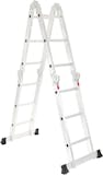 Escada Articulada de Alumínio Multifuncional 12 Degraus e Altura de 3,32 m + Gardenlife