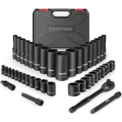 Kit de Soquetes 46 Peças com Catraca Reversível Métrico/SAE