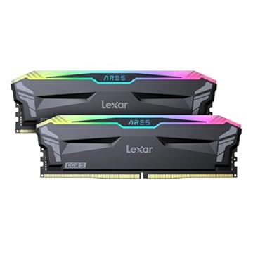 Lexar Memória de desktop ARES RGB DDR5 de 32 GB (2 x 16 GB) 6000MT/s CL30 1,35 V - AMD Expo e Intel XMP 3.0, cinza (LD5BU016G-R6000GDGA)
