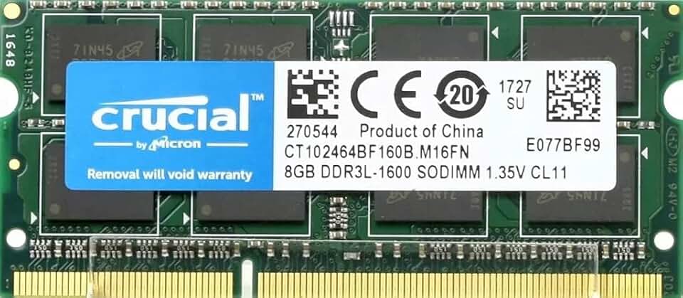 Memória Crucial RAM 8GB DDR3 1600 MHz CL11 Laptop CT102464BF160B