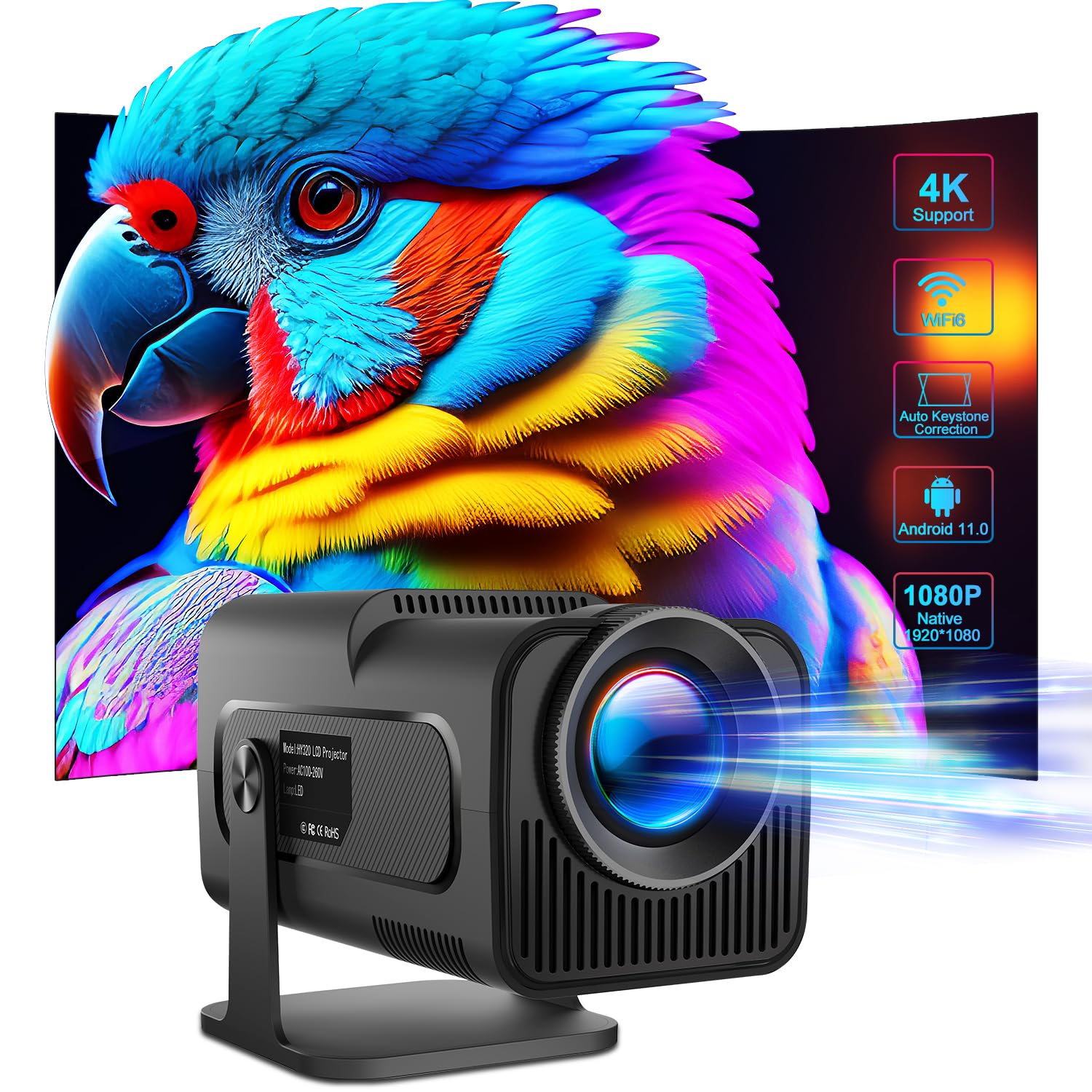 Mini Projetor Alwtniet 4K