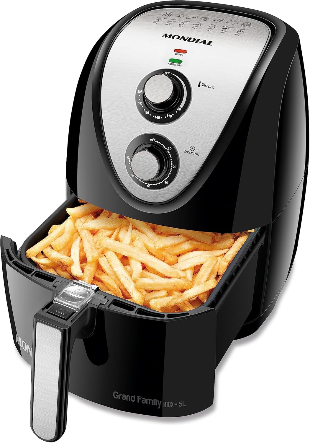 MONDIAL Fritadeira Sem Óleo Air Fryer 5,5L, Preto/Inox, 1900W, 220V - AF-55 I