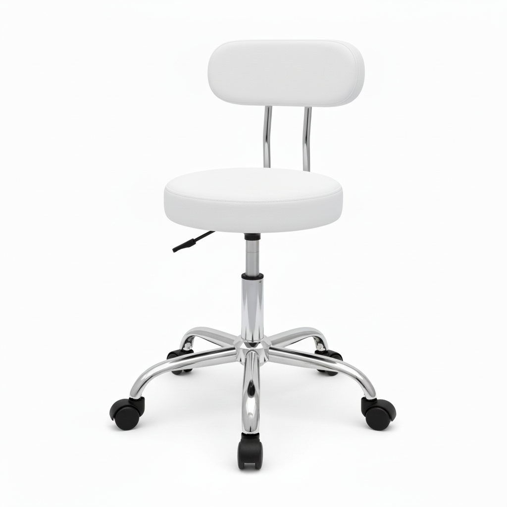 Cadeira POP Mocho com Encosto na cor Branca, para Profissionais de Estética, Manicure, Tatuadores e dentistas.