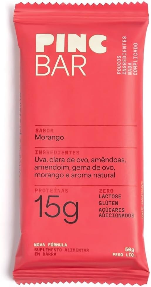 PINC BAR Pincbar Barra De Proteína Natural Morango - Cx Com 12 Un