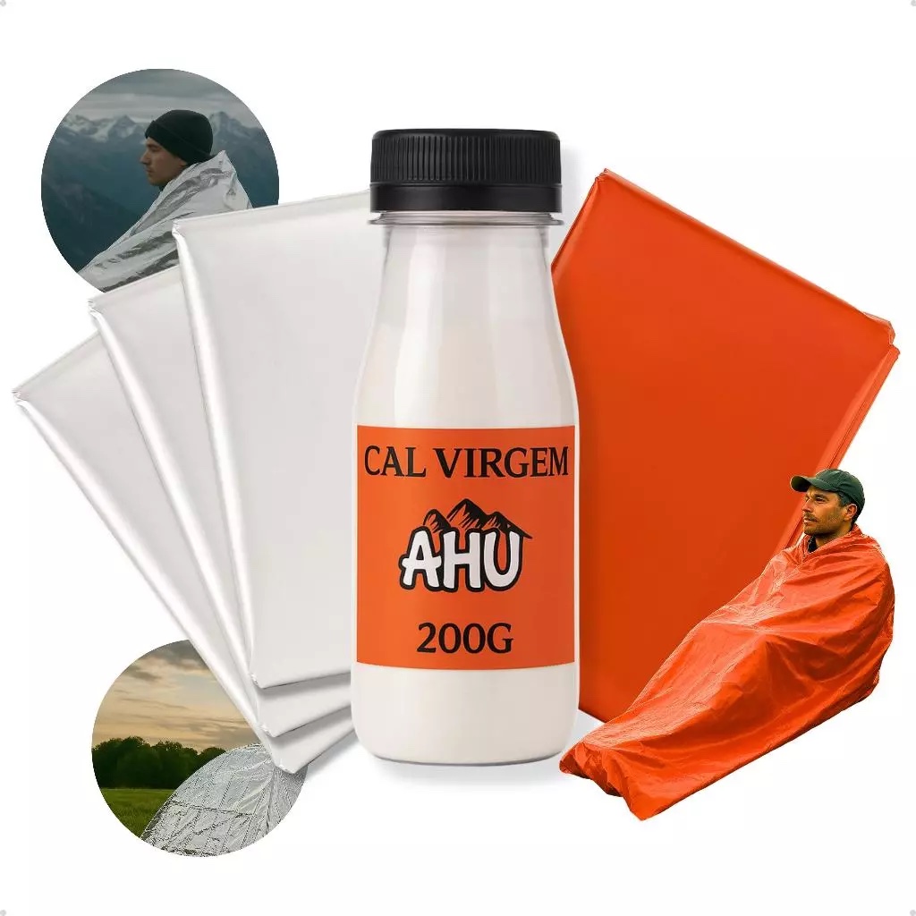 Kit Acampamento Saco Aluminizado 3 Mantas TéRmicas De EmergêNcia Cal Virgem