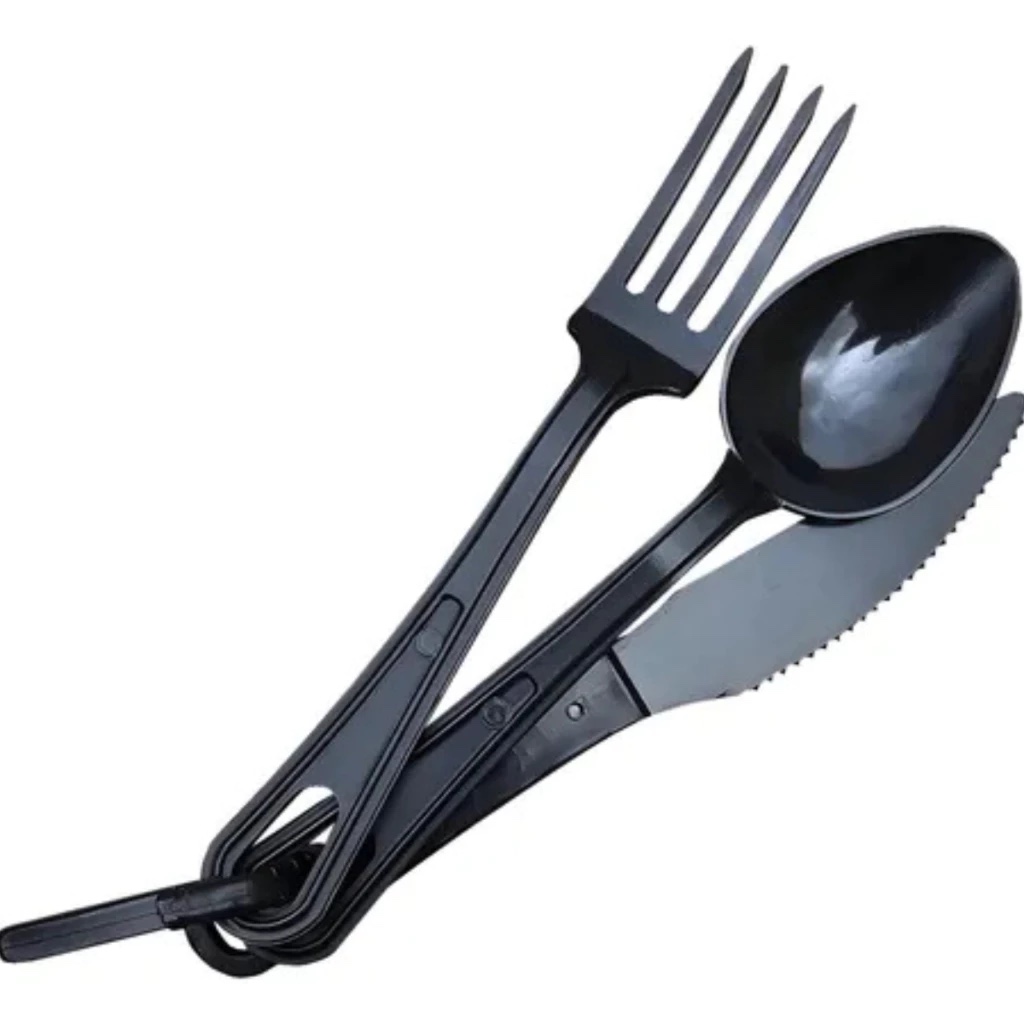 Kit Talheres Camping PortáTil Com MosquetãO – Faca Garfo E Colher