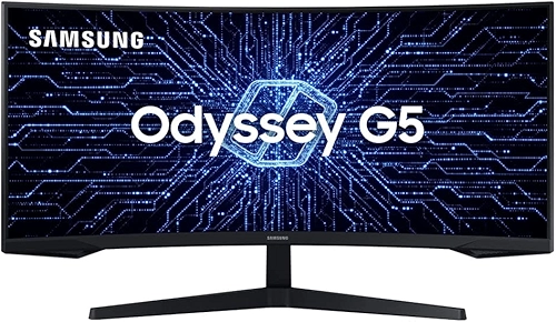 Samsung ‎C34G55TWWL Odyssey 34' - Monitor Gamer Curvo, WQHD, 165Hz, 1ms, tela ultrawide, HDMI, Display Port, Freesync Premium, preto, série G5