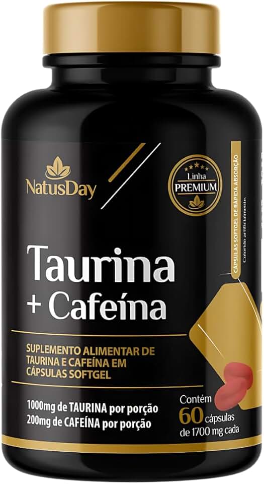 Taurina + Cafeína 60 Cápsulas SoftGel - Melhora Raciocínio