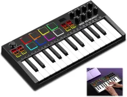 Teclado Controlador 25 Teclas Midi com 8 Pads RGB